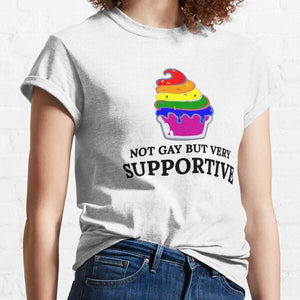 LGBT Straight Ally Pride | Not Gay But Very SUPPORTIVE Classic T-Shirt RB0903 | Omar Apollo Shop tc076